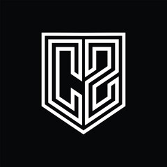 CZ Letter Logo monogram shield geometric line inside shield isolated style design - obrazy, fototapety, plakaty