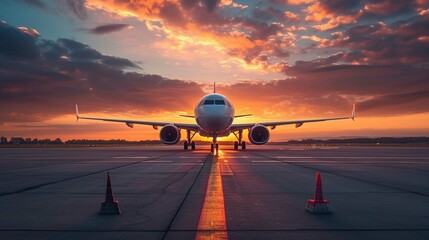 Plane on the sunset.