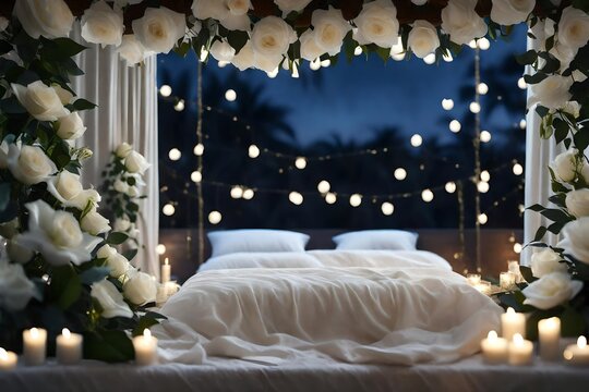  enchanted night, white roses and lilies