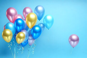 Balloons on cool light blue background