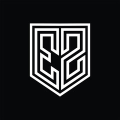 EZ Letter Logo monogram shield geometric line inside shield isolated style design