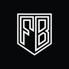 FB Letter Logo monogram shield geometric line inside shield isolated style design