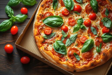 takeaway or delivery pizza box professional advertising food photography