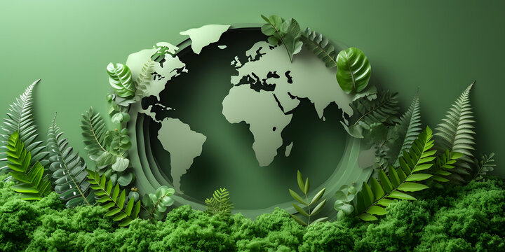 Green world banner Copy space, Earth day banner and World Environment day concept