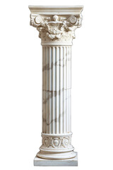 Antique column isolated on transparent background. Greek columns. Doric and Corinthian ordo are isolated