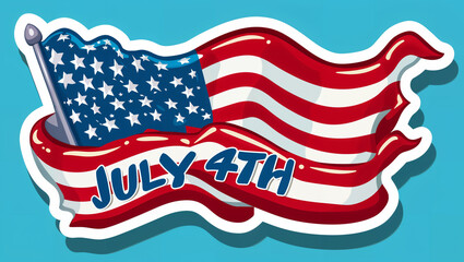 Fototapeta premium A vintage-style puffy sticker for USA Independence Day with the text 