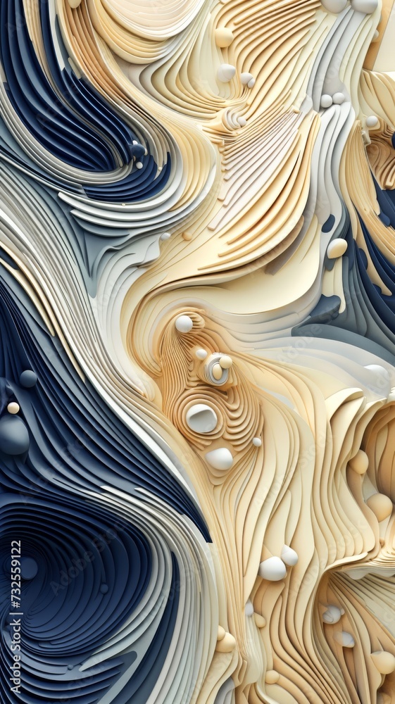 Fototapete Computer Generated Image of Waves and Bubbles. Generative AI.