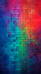 Rainbow Gradient Brick Wall Background