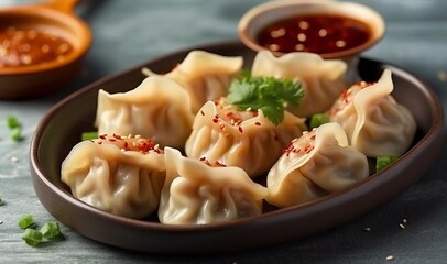Traditional Asian dumplings khinkali.
Concept: restaurant menus, culinary blogs and food culture, master classes in cooking Georgian dishes