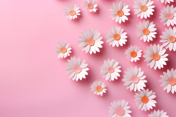 daisy flowers on pink background ai generative