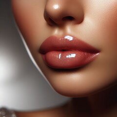 close-up of beautiful women lips