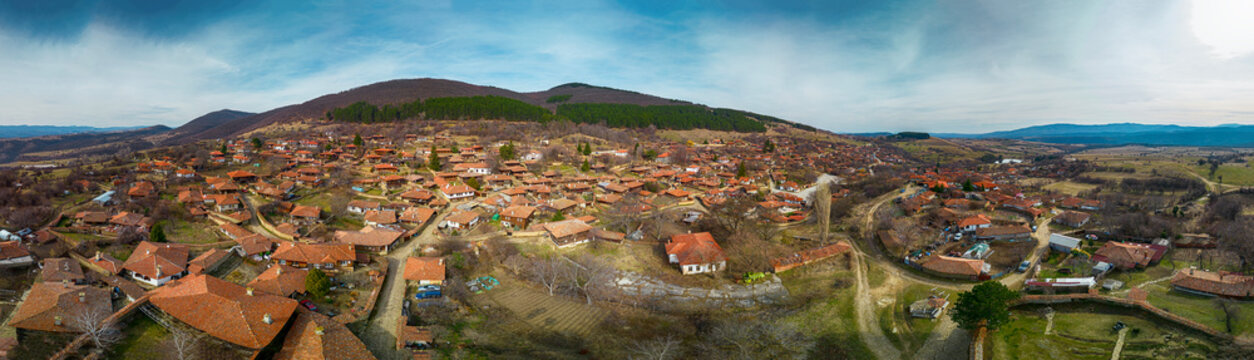 Panoramic view over authentic houses in folk  Bulgaria Jeravna - Image