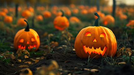 Ghoulish Gourd Gathering: Spooky Jack-o'-Lantern Spectacle