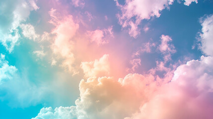 Serene Skyline with Pastel Cloud Brushstrokes