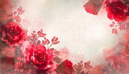 Stylized elegant floral compositions with red flowers on various backgrounds