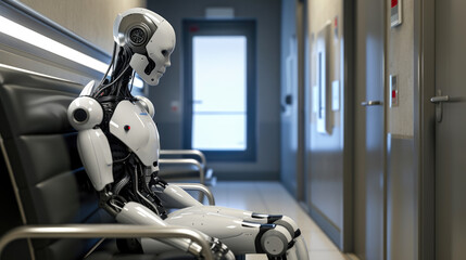 Fototapeta premium Automated Healing Hub: Robot Doctor in Clinic
