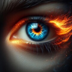 close-up of burning eye