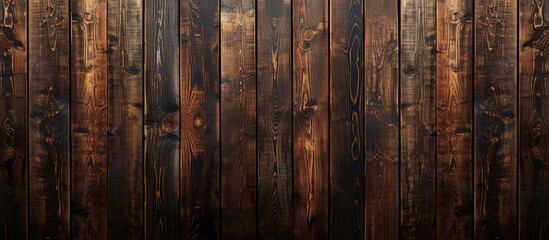 A detailed view of a brown wooden fence composed of planks, showcasing the beautiful pattern created by the wood grain. - obrazy, fototapety, plakaty