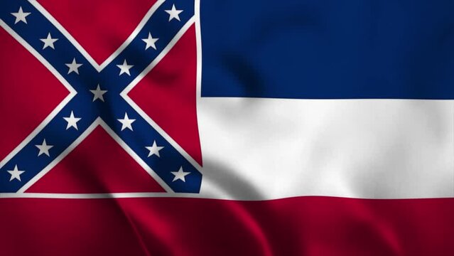 Mississippi State Flag waving | Shiny Flag of Mississippi waving smoothly