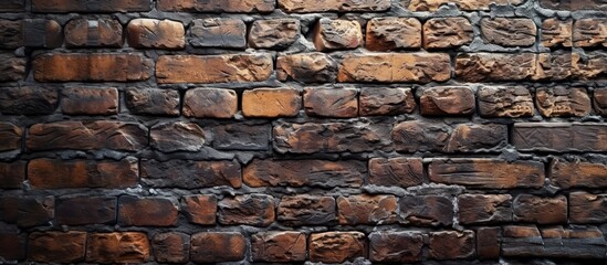 Fototapeta premium A detailed view showcasing numerous bricks in a brick wall, a common building material consisting of composite materials like stone and rock.