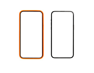 Mobile phone screen mockups. Smartphone displays mock-ups isolated on white background