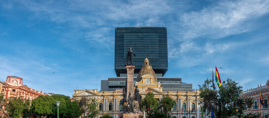 The old and the new building of the legislative assembly (Plurinational Legislative Assembly), La...