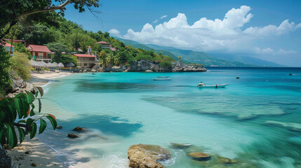 Jamaica island, Montego Bay and beach background.