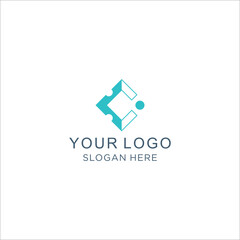 letter c square tech logo design