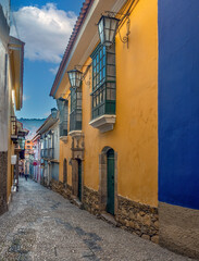 Historical streets and buidlings in the remaining sections of the old city center of La Paz, Bolivia