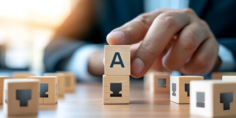 Tracing the Journey of Wooden Letter  A Tiles Against a Blank Canvas of Possibility