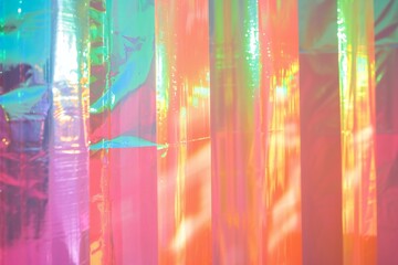 Abstract of colorful plastic wrap on the wall for background used