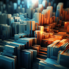 Dynamic abstract 3D backdrop. Futuristic digital design with space for text. AI generative.
