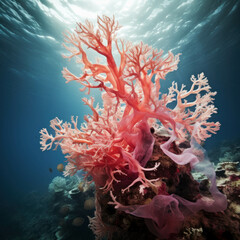 Coral reef teeming with underwater life in the ocean. Marine biodiversity. AI generative.