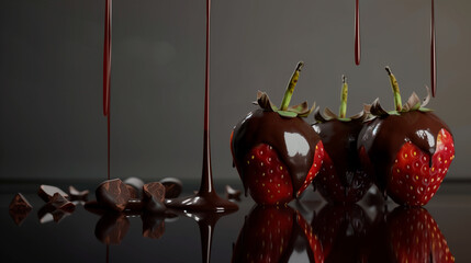 Fresh Strawberries Dipped in Rich Chocolate, Tempting Treat for Sweet Indulgence