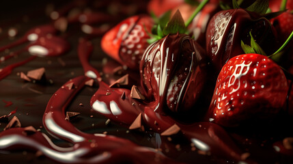 Fresh Strawberries Dipped in Rich Chocolate, Tempting Treat for Sweet Indulgence