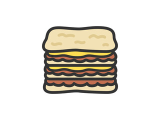 ラザニアのアイコン（線画カラー）のイラスト