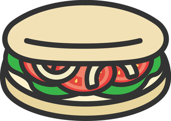 パニーニのアイコン（線画カラー）のイラスト