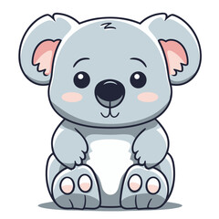 Cute koala character cartoon. Vector illustration isolated on white background.