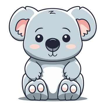 Cute koala character cartoon. Vector illustration isolated on white background.