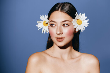 Beauty in Bloom: Young Female Model Embracing Nature's Floral Portrait