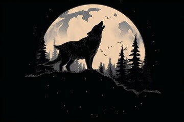 wolf howling at the moon