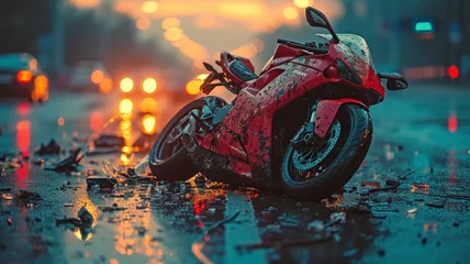 Crédence de cuisine en verre imprimé Naufrage motorbike collisions on public roads