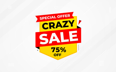 Crazy Sale offer Background. Sale banner design template. Vector illustration. Market promotion banner and crazy discount announcement background vector illustration.
