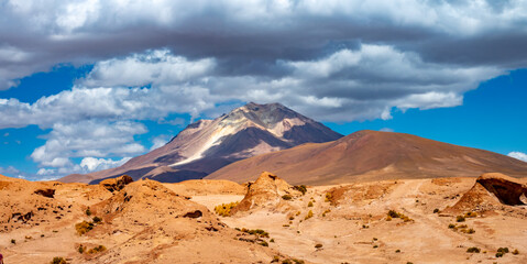 The majestic Ollagüe volcano, Potosi, Bolivia, near the Chilean border