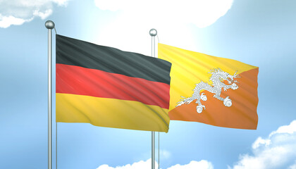 Germany and Bhutan Flag Together A Concept of Realations