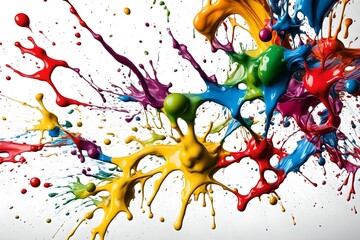 Colorful paint splashing isolated on white