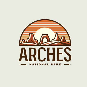 Arches National Park Vintage Badge Emblem Patch Style Logo Design