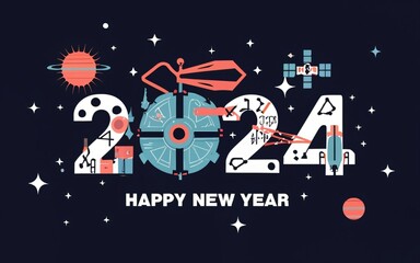 Naklejka premium happy new year 2024