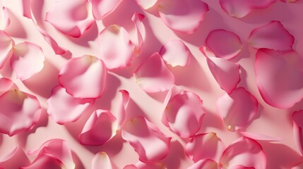 Soft pink background with various pink petals of roses