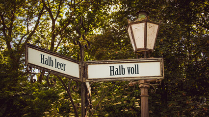 Signposts the direct way to half full versus half empty